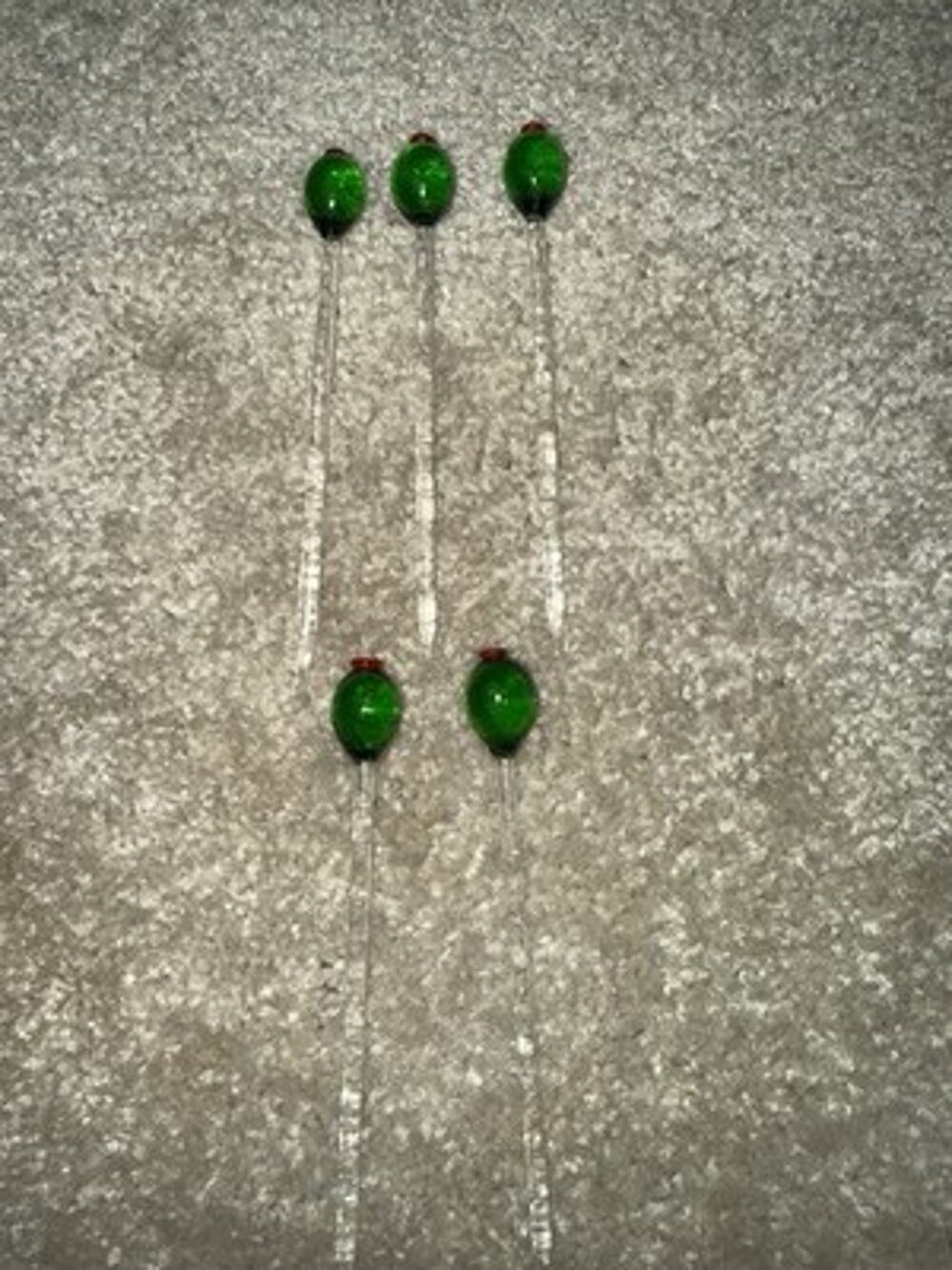 Vintage Glass Cocktail Cocktail Swizzle Sticks Green Olive Red Pimento Lot